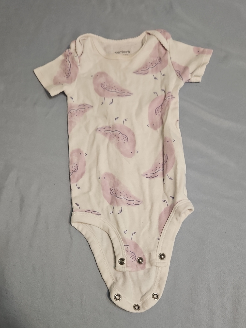 Carter's White Bodysuit with Pink Bird Print